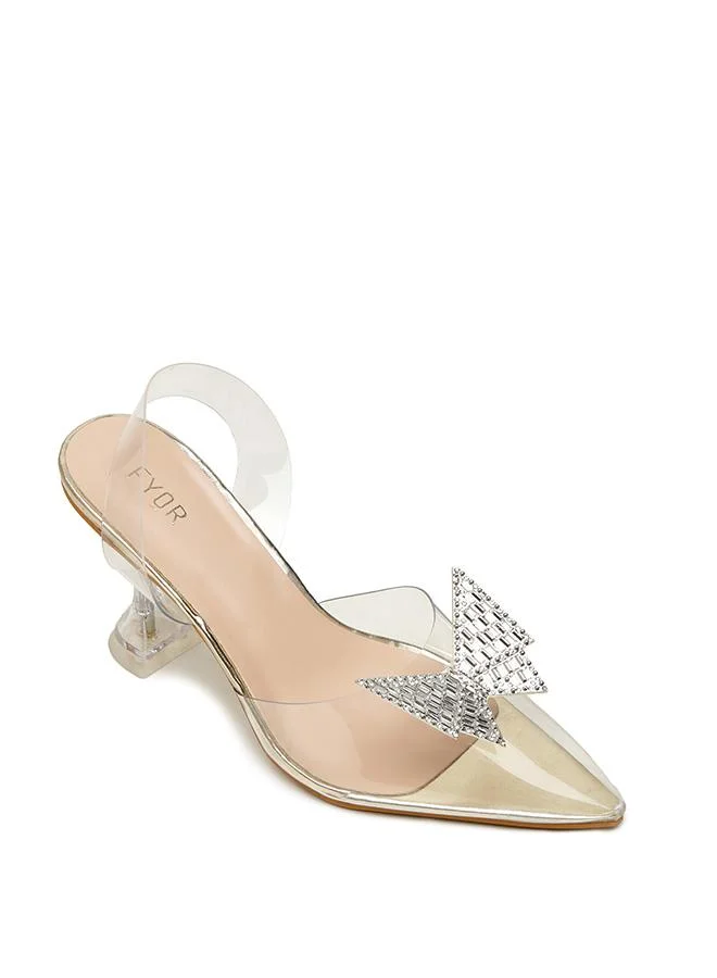 فايور Diamante Butterfly Clear Heeled Mules, XJD 05